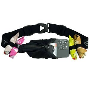 SPIbelt adjustable Black Running Belt with expandable pocket and 4 gel loops SPI